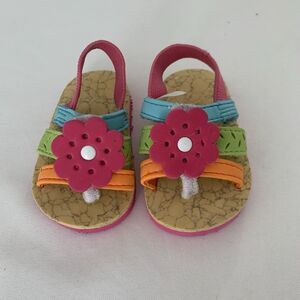 Circo Sandals Baby Girl Size 1 Pink Colorful Open Toe Strappy Flower Flip Flop